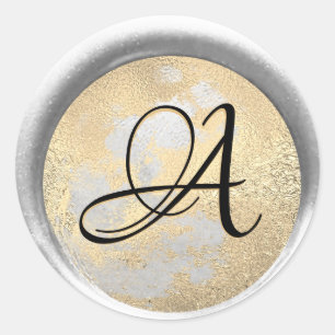 *~* PERSONALIZE Monogramm Silber und Gold Wax Sieg Runder Aufkleber
