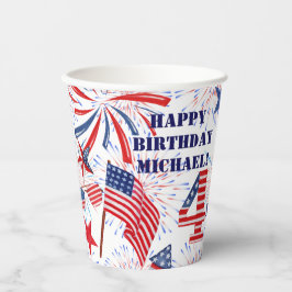 Personalize Name 4. Juli Happy Birthday Set of Pappbecher