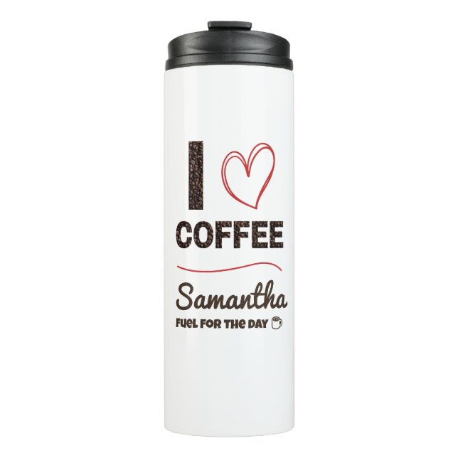 Personalize Name Coffee Lover Gift for Her Thermosbecher (Vorderseite)