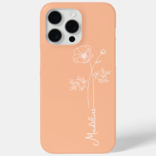 Personalize Name, Oktober Geburtshaus Blume Peach Case-Mate iPhone Hülle
