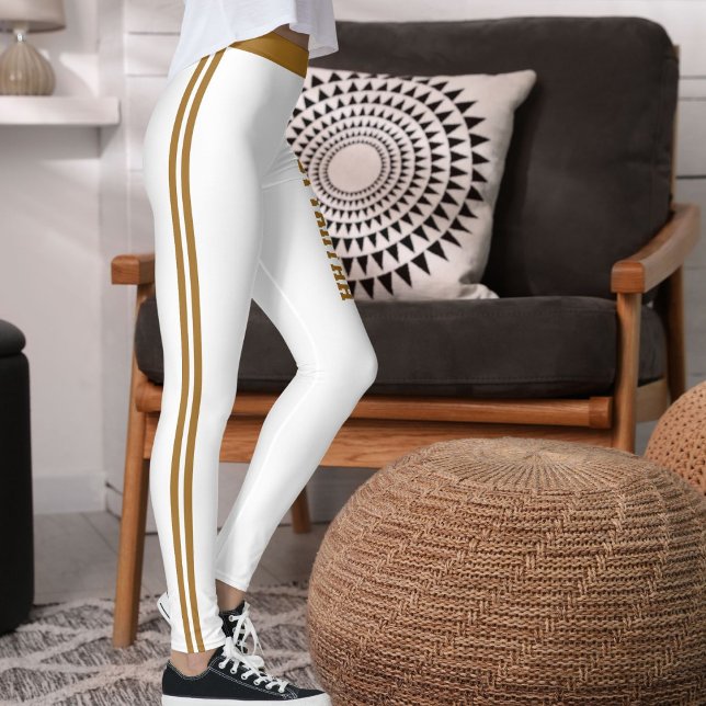 Personalize Name Quote Active Women Striped Yoga  Leggings (Von Creator hochgeladen)