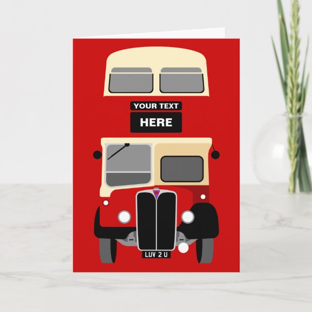 Personalize Old Brighton Double Decker Bus Karte (Vorderseite)