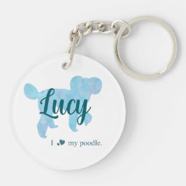 Personalize Pastel Blue Poodle Silhouette custom Schlüsselanhänger