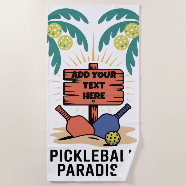 PERSONALIZE Pickleball Pickleball Paradies Strandtuch (Vorderseite)