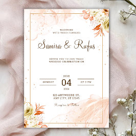 Personalize Pink floral wedding Invitation Einladung