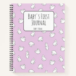 Personalize Polar Bear Pink Baby's First Journal Notizbuch