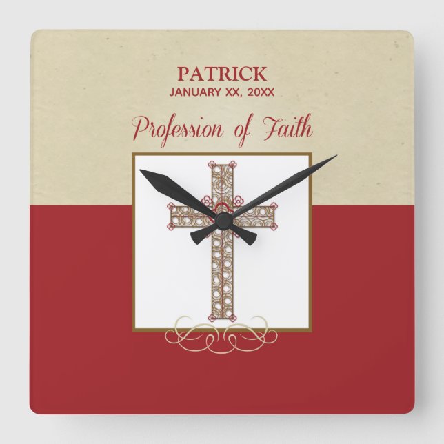 Personalize, RCIA Blessings on Profession of Faith Quadratische Wanduhr (Vorderseite)