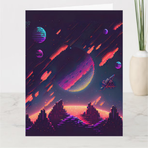 Personalize - Retro 8Bit Pixel Space Art Karte