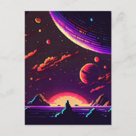 Personalize - Retro 8Bit Pixel Space Postkarte
