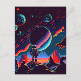 Personalize - Retro-Astronaut mit 8 Bit-Größe Postkarte