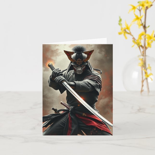 PERSONALIZE Samurai Warrior Karte (Gelbe Blume)
