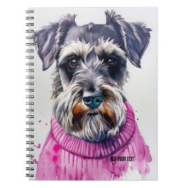 PERSONALIZE: Schnauzer Hund in rosa Pullover Notizblock