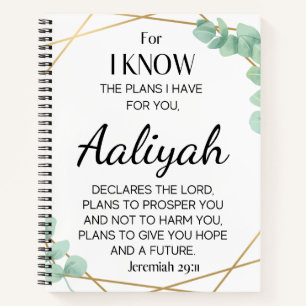 Personalize Scripture Name - Jeremiah 29:11 Notizbuch