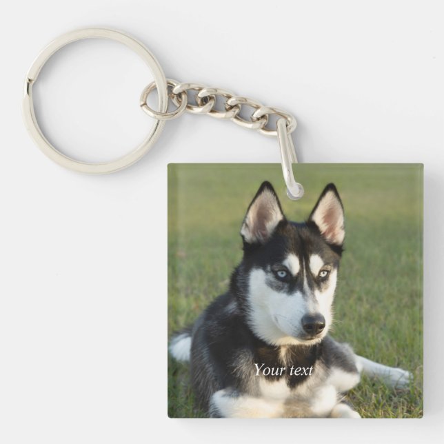Personalize Siberian Husky puppy Schlüsselanhänger (Vorderseite)