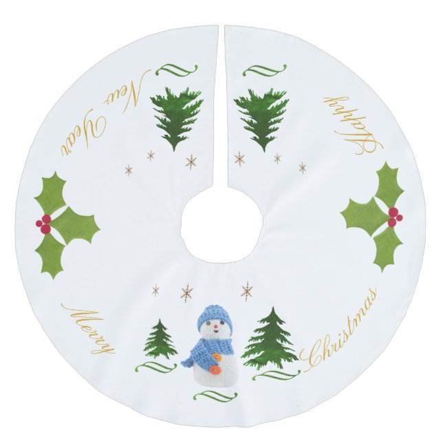 Personalize, Snowman, Weihnachtsbaum, Zweig Polyester Weihnachtsbaumdecke (Vorderseite)