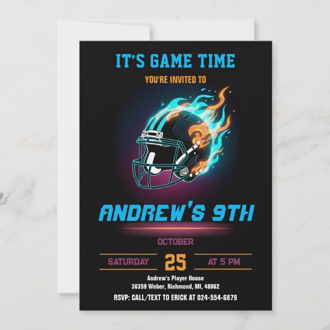 Personalize Sport Football Birthday Einladung (Vorderseite)