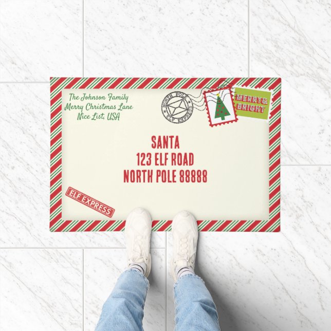 Personalize Strip Santa Letter Weihnachten Fußmatte (Indoor)