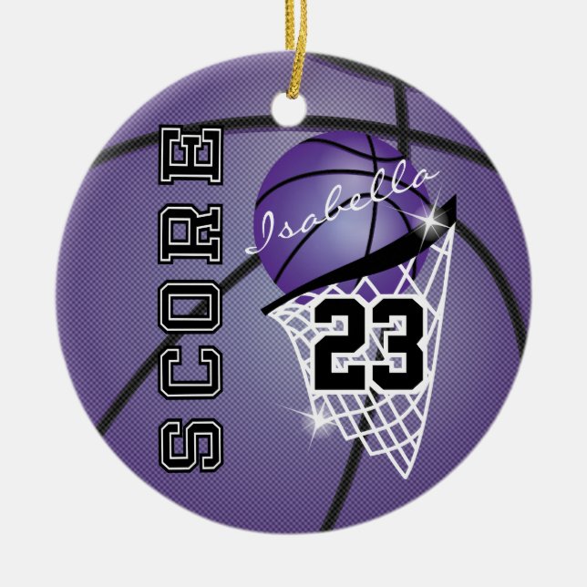 Personalize Superstar Basketball - Lila Keramik Ornament (Vorne)