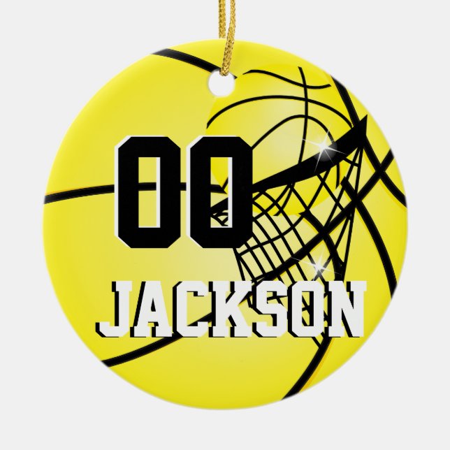 Personalize SuperStar Player Yellow Basketball Keramik Ornament (Vorne)