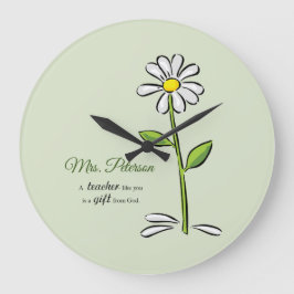 Personalize, Teacher Thank You, Religious Flower Große Wanduhr