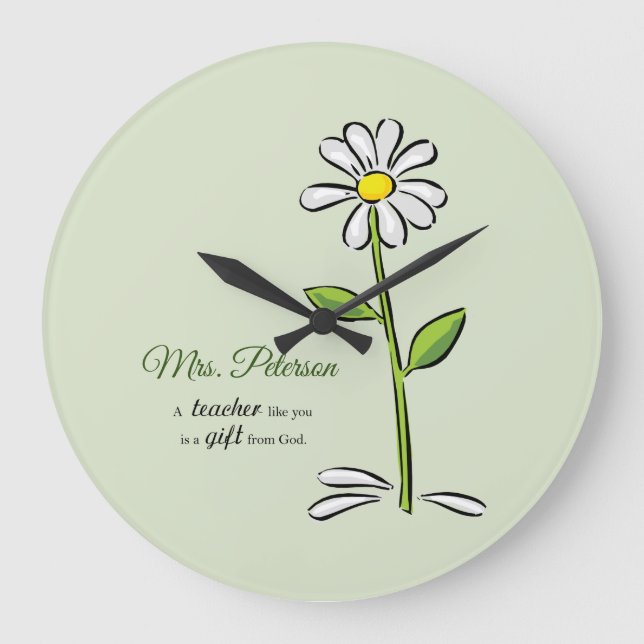 Personalize, Teacher Thank You, Religious Flower Große Wanduhr (Vorderseite)