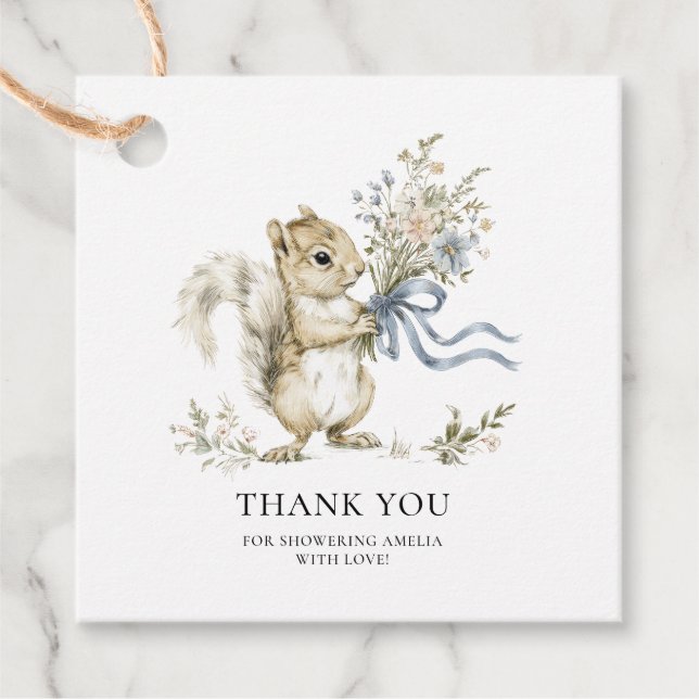 Personalize Thank You Squirrel Baby Shower  Geschenkanhänger (Vorderseite)