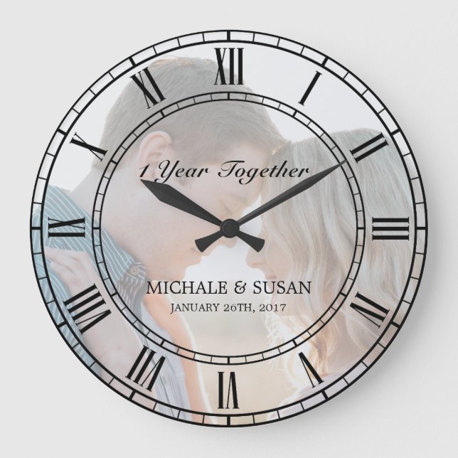 Personalize Wedding Anniversary (Your Photo) Große Wanduhr (Vorderseite)