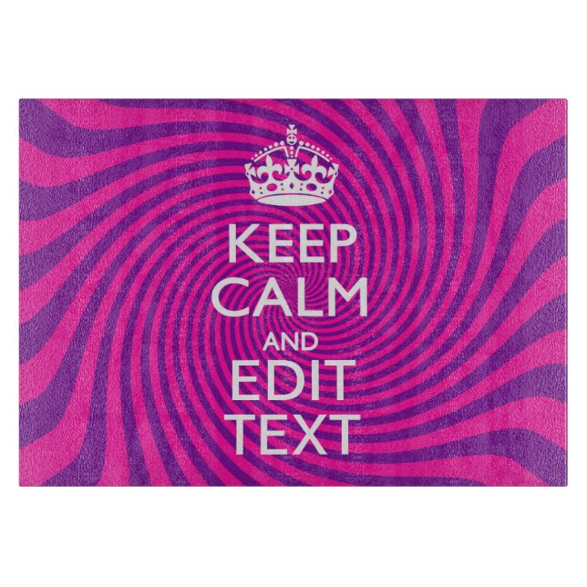 Personalize Your Keep Calm Saying on Pink Swirl Schneidebrett (Vorderseite)