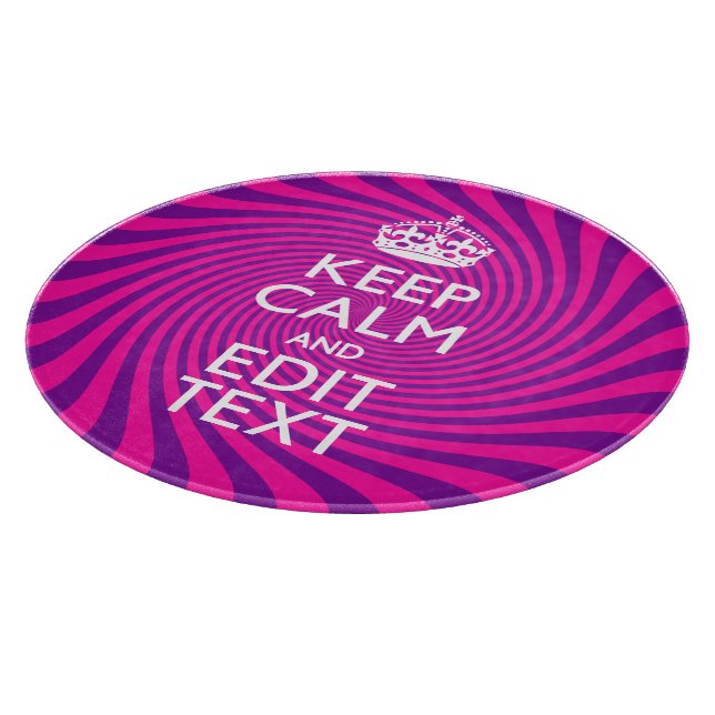 Personalize Your Keep Calm Saying on Pink Swirl Schneidebrett (Ecke)