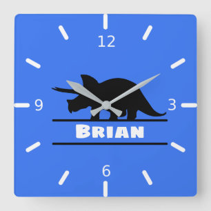 Personalize Your Own Triceratops Dinosaur Square S Quadratische Wanduhr