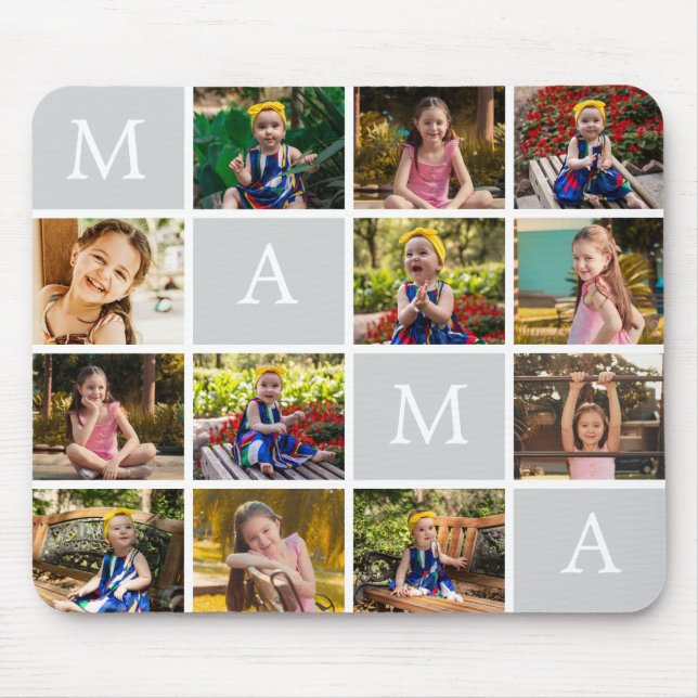 Personalized 12 Photo Collage with Custom Text Mousepad (Vorne)