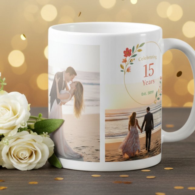 Personalized 15th Wedding Anniversary Photo Mug Kaffeetasse (Von Creator hochgeladen)