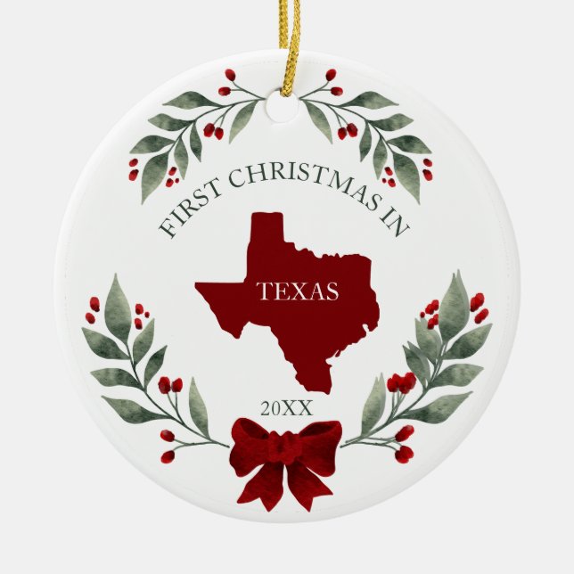 Personalized 1st Christmas In Texas State  Keramik Ornament (Vorne)