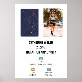 Personalized 1st Half Marathon Finisher Map Poster