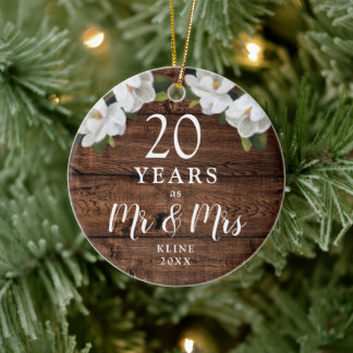 Personalized 20 Years Wedding Anniversary Rustic Keramik Ornament