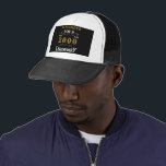 Personalized 21st Birthday Born 2000 Vintage Black Truckerkappe<br><div class="desc">A personalized trucker / baseball hat for that birthday person born in 2000 and turning 21. Add the name to this vintage retro style black, white and gold design for a custom 21st birthday gift. Easily edit the name and year with the template provided. A wonderful custom black birthday gift....</div>