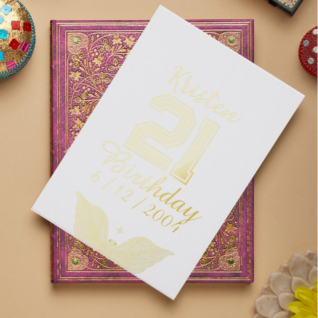 Personalized 21st Birthday gold typography  Gästebuch (Von Creator hochgeladen)