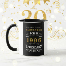 Personalized 30th Birthday Born 1996 Vintage Black