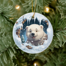 Personalized 3D Polar Bear  Keramik Ornament