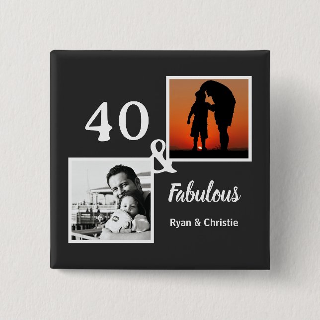 Personalized 40 & fabulous Men's gift Button (Vorderseite)