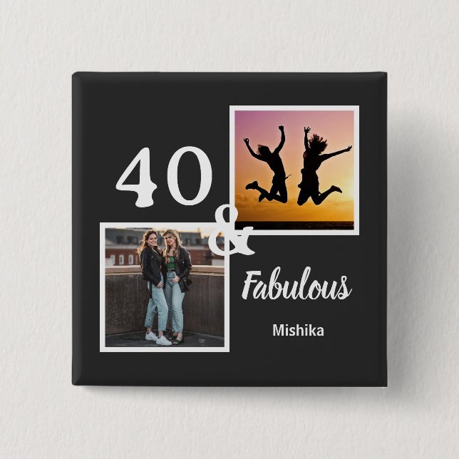 Personalized 40 & fabulous women's gift button (Vorderseite)