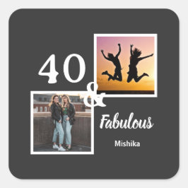 Personalized 40 & fabulous women's gift quadratischer aufkleber