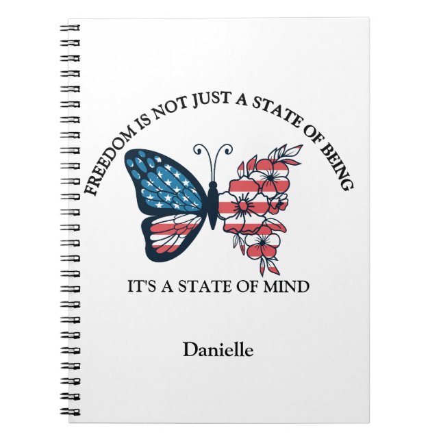 Personalized 4th of July Butterfly Notebook Notizblock (Vorderseite)