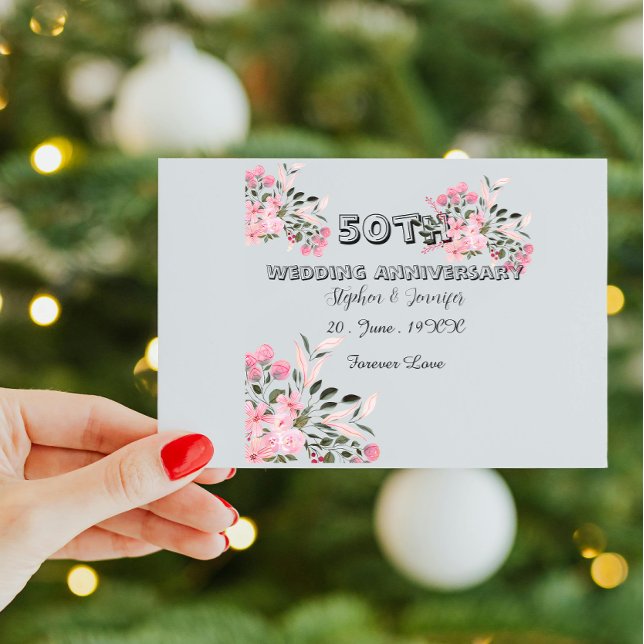 Personalized 50th Anniversary golden Wedding card Magnetkarte (Von Creator hochgeladen)