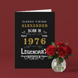 Personalized 50th Birthday Born 1976 Vintage Black Karte