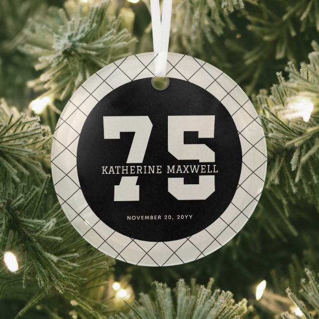 Personalized 75th Birthday Modern and Elegant   Ornament Aus Glas (InSitu)