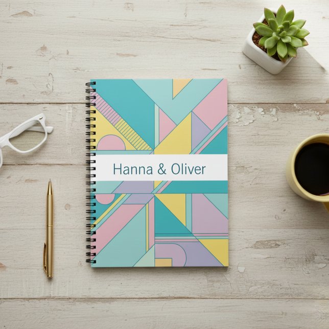 Personalized 80s Memphis Style Geometric Notebook  Notizblock (Von Creator hochgeladen)