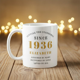 Personalized 90th Birthday 1936 Add Name Elegant Kaffeetasse