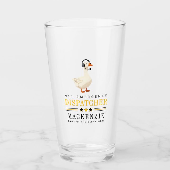 Personalized 911 Dispatcher Goose With Headset Glas (Vorderseite)