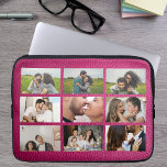 Personalized 9 Photo Collage Modern Pink Leather  Laptopschutzhülle<br><div class="desc">Showcase your favorite memories in style with this elegant photo collage design featuring a Pink leather background. The layout displays multiple photos in a clean grid, creating a modern and timeless look that highlights your most special moments together. The rich leather texture adds a sophisticated touch, making it perfect for...</div>